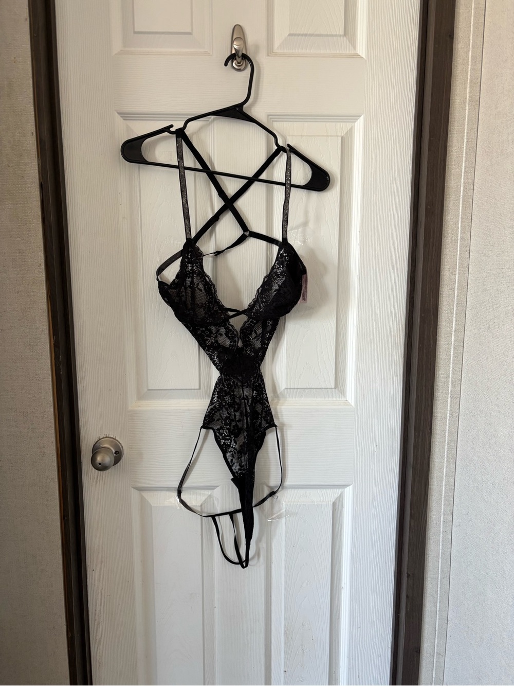 Victoria's Secret Black Lace Strappy Teddy Chemise